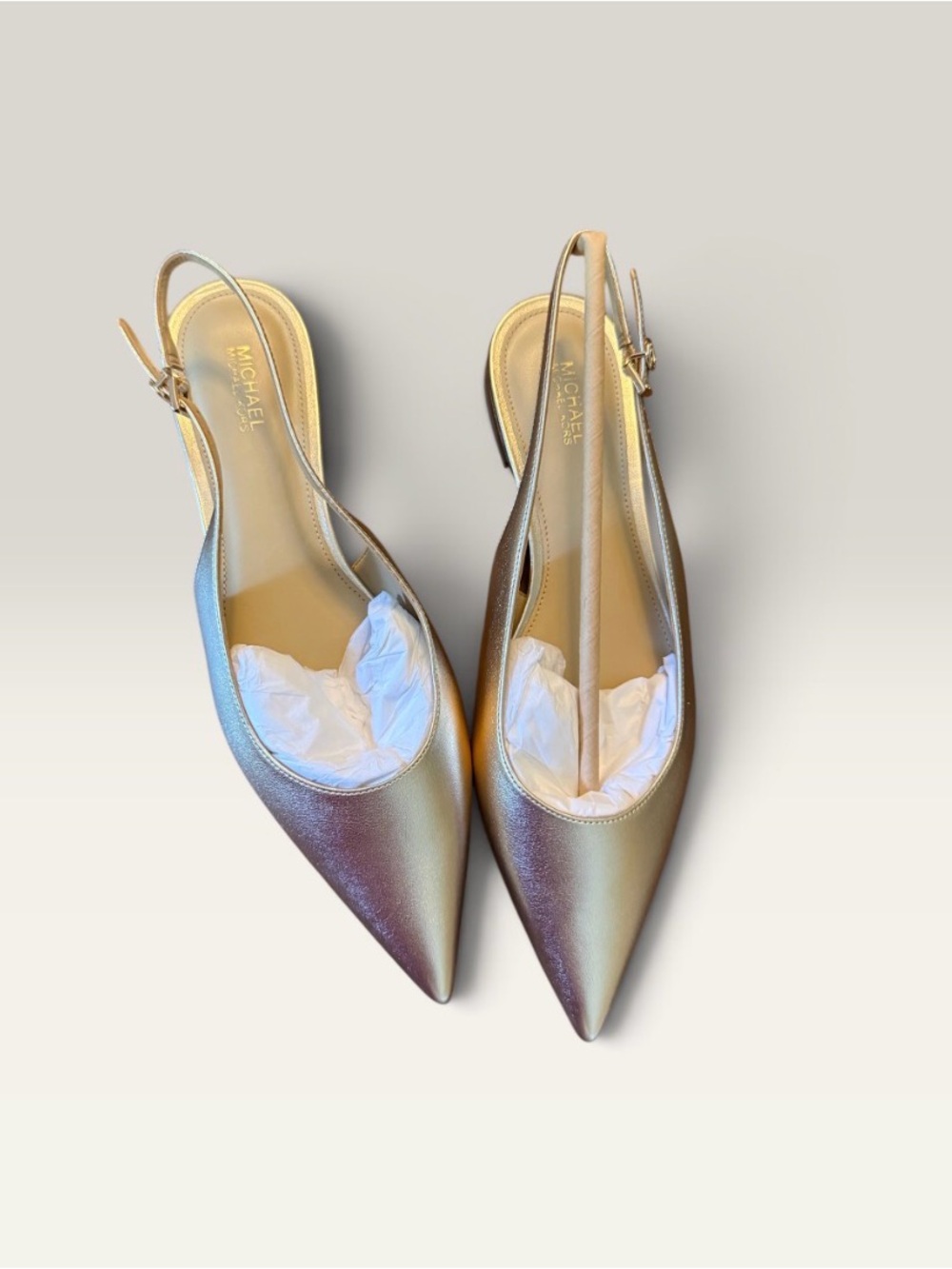 Michael Kors Metallic Gold Pointed Slingback Mule